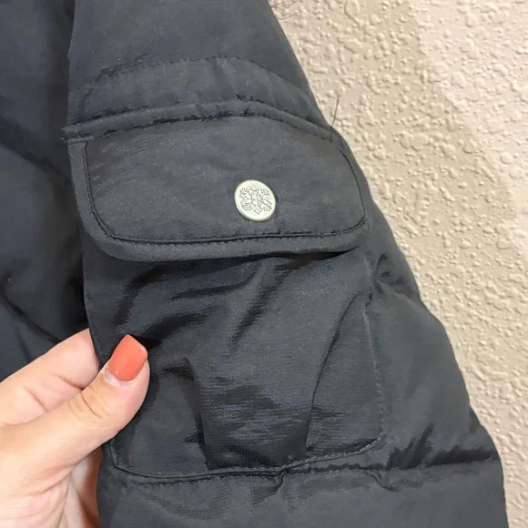 Eddie Bauer Black Quilted Coat with Faux Fur Hood - Picture 13 of 16